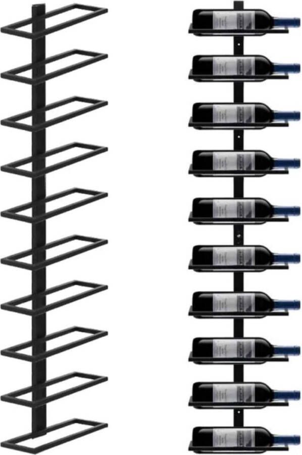 Bolture Wijnrek Muur Wijnwand Wijnrek Muur Wijnkast Mat Zwart 10 Flessen