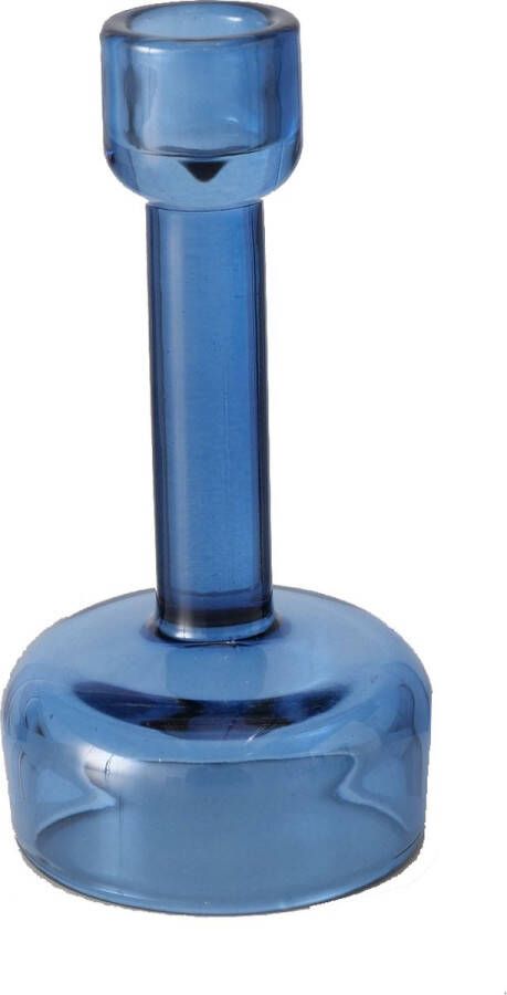 Boltze Glazen kandelaar waxinelichthouder 15cm blauw