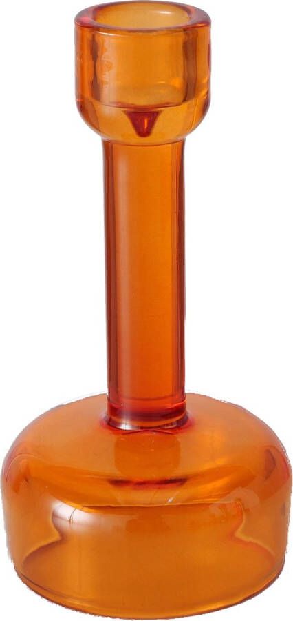 Boltze Glazen kandelaar waxinelichthouder 15cm oranje