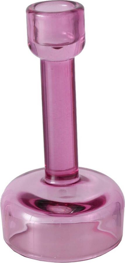 Boltze Glazen kandelaar waxinelichthouder 15cm roze