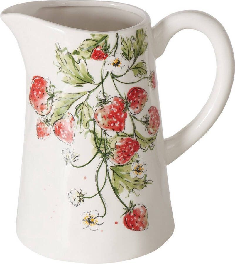 Boltze Home Schenkkan Aardbei dolomite 1250 ml 22x15x22cm Vaatwasmachinebestendig handgemaakt