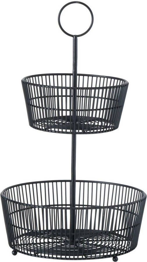 Boltze Home Zwarte decoratieve schaal GEA twee niveaus hoogte 44 cm