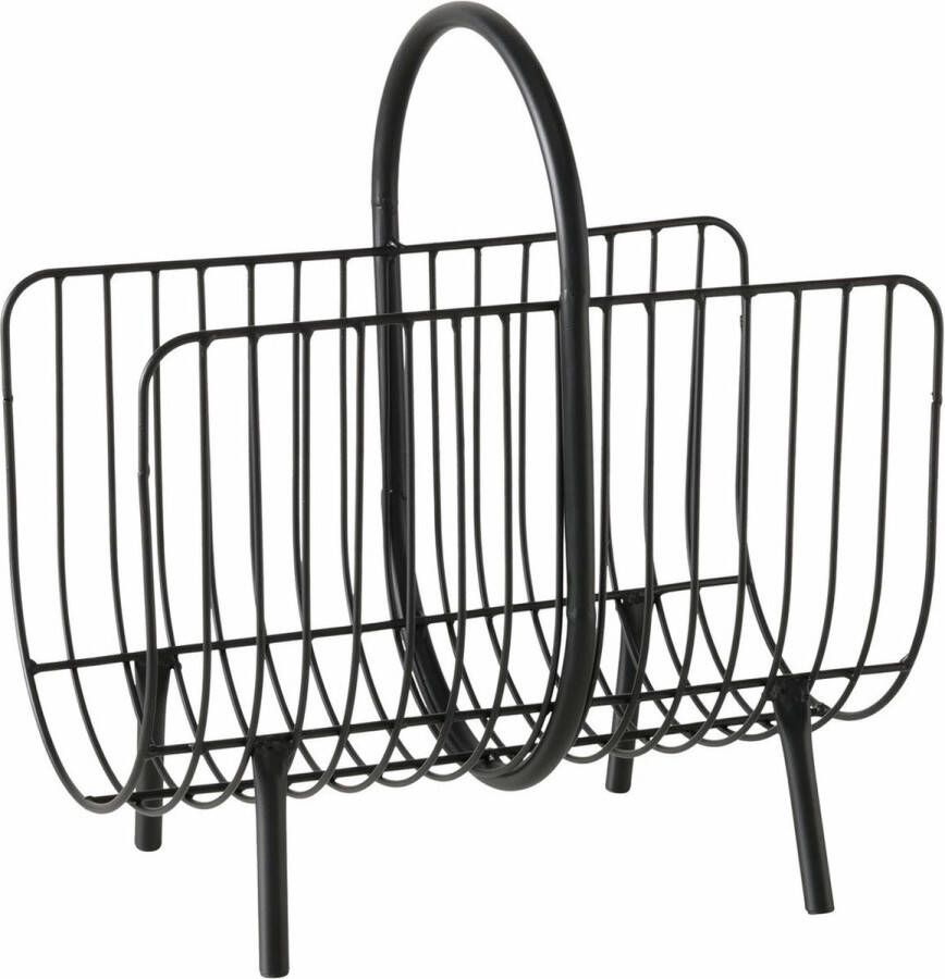 Boltze Lectuurbak voor tijdschriften kranten boek zwart draad metaal 38 x 22 x 40 cm naast bank stoel verhoogd