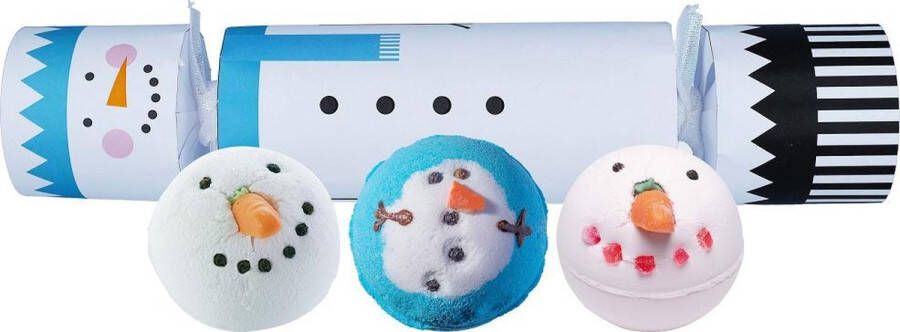 Bomb Cosmetics Christmas Cracker XL met 3 bad bruisballen “Frosty the Snowman” handgemaakt met etherische oliën