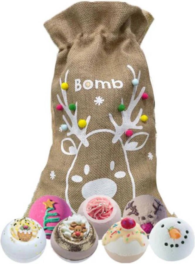 Bomb Cosmetics Christmas Rein-Cheer Hessian Gift Sack Bathblasters Kerst Bruisballen