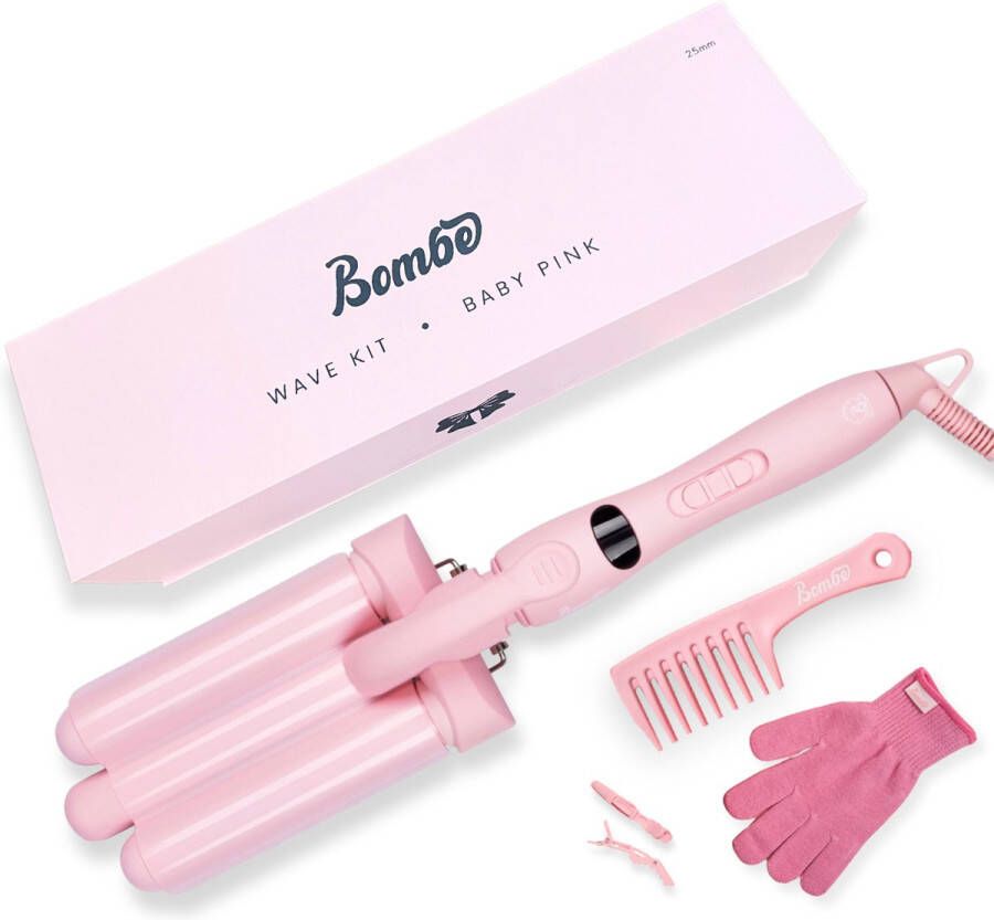 Bombé waver PRO Wafeltang Wave Krultang Wavertang 25mm Baby Pink