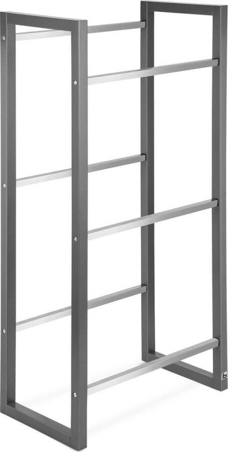 Bomoe Mattis Design krattenrek stabiel FSC hout antraciet – 3 kratten – stijlvol keukenrek – duurzaam bamboe krattenrek voor dranken water bier fruitkisten