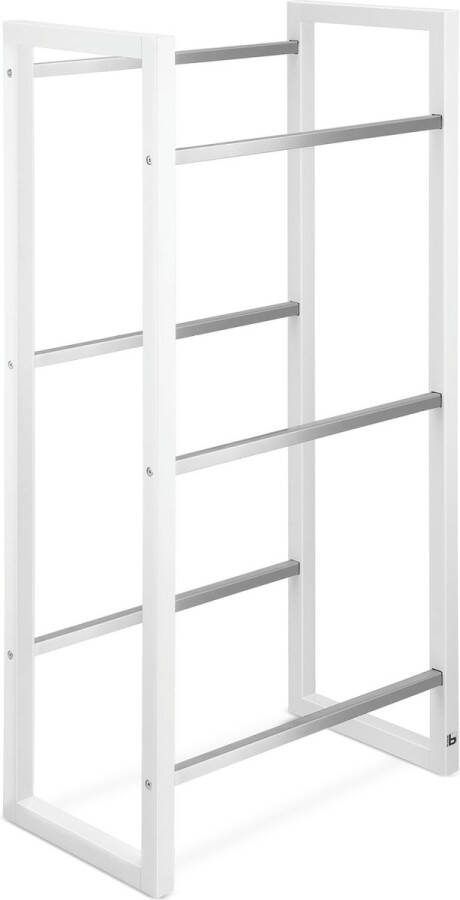 Bomoe Mattis Design krattenrek stabiel FSC hout wit – 3 kratten – stijlvol keukenrek – duurzaam bamboe krattenrek voor dranken water bier fruitkisten
