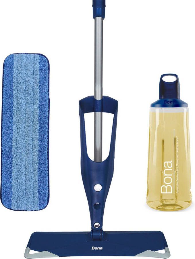 Bona Premium Spray Mop Alles-in-1 Dweilsysteem Vloerwisser met Spray Inclusief Geoliede Houten Vloer Reiniger & Microvezel Reinigingspad Dweil Streeploos Sneldrogend