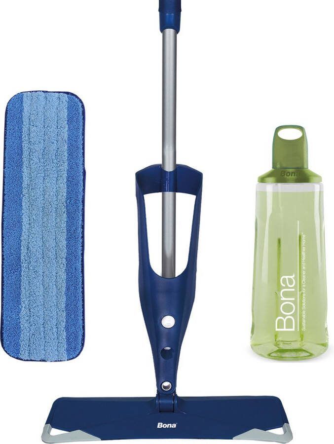 Bona Premium Spray Mop Alles-in-1 Dweilsysteem Vloerwisser met Spray Inclusief Harde Vloer Tegel Laminaat Reiniger & Microvezel Reinigingspad Dweil Streeploos Sneldrogend