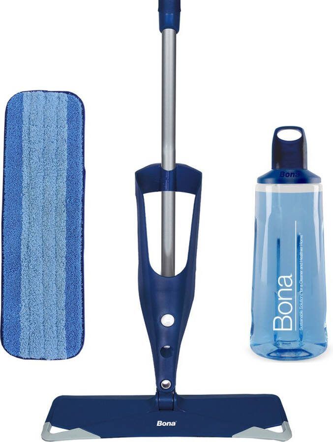 Bona Premium Spray Mop Alles-in-1 Dweilsysteem Vloerwisser met Spray Inclusief Houten Vloer Reiniger & Microvezel Reinigingspad Dweil Streeploos Sneldrogend