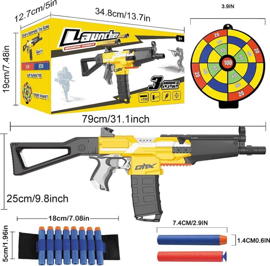 Bonbell Elektrisch speelgoedpistool met magazijn voor Quick Shot Launcher