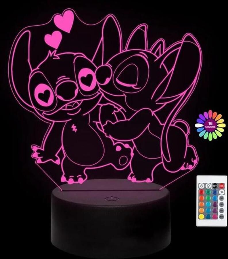 BonBonVibes Lillo Stit Magisch 3D Illusie Nachtlampje Blauw beestje met Smart Touch en Afstandsbediening Blauw beestje Lightening Nachtlamp met 16 kleuren Nightlamp Blauwe beest with remote Blauw Kinderlamp Blauw