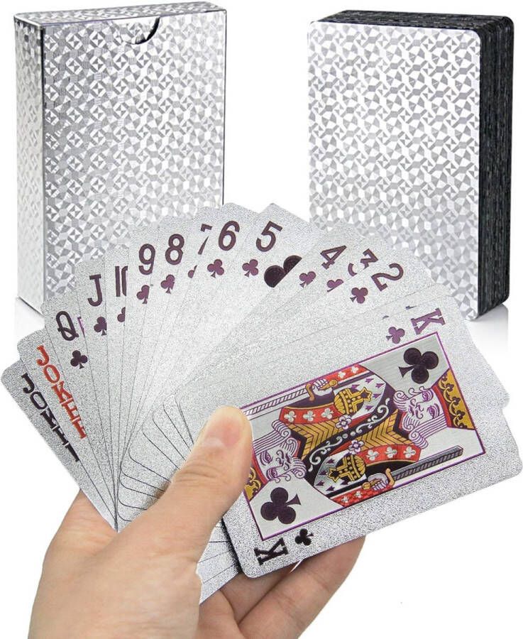 Boncy Luxe Speelkaarten Zilver Kaartspel 100% Plastic & Waterdicht Kaarten Spelkaarten Pokerkaarten Playing Cards voor Poker of Drankspel Volwassenen