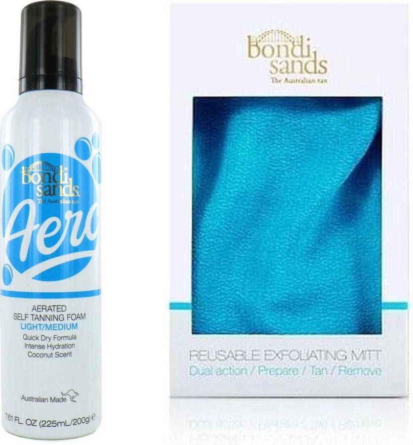 Bondi Sands Aero Self Tanning Foam 225 ml Light Medium. en Reusable Exfoliating Mitt