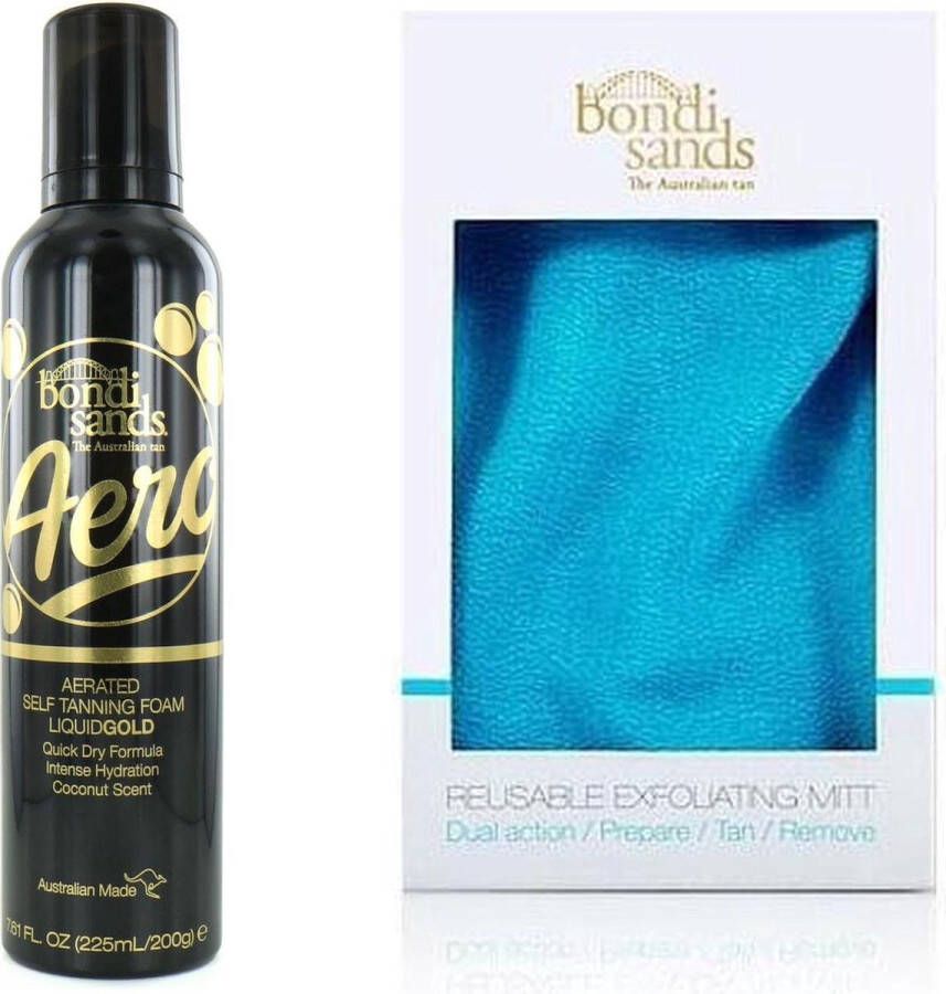 Bondi Sands Aero Self Tanning Foam Liquid Gold 225 ml en Reusable Exfoliating Mitt