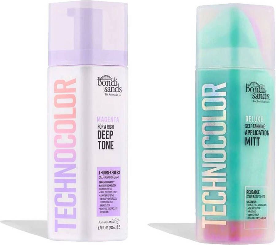 Bondi Sands Self Tanning Foam Technocolor 1 Hour Express Magenta + Technocolor Self Tan Application Mitt Set