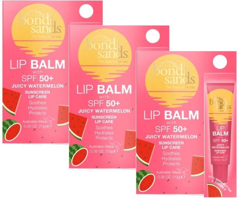 Bondi Sands Sunscreen Lip Balm SPF 50+ Juicy Watermelon 3 Pak