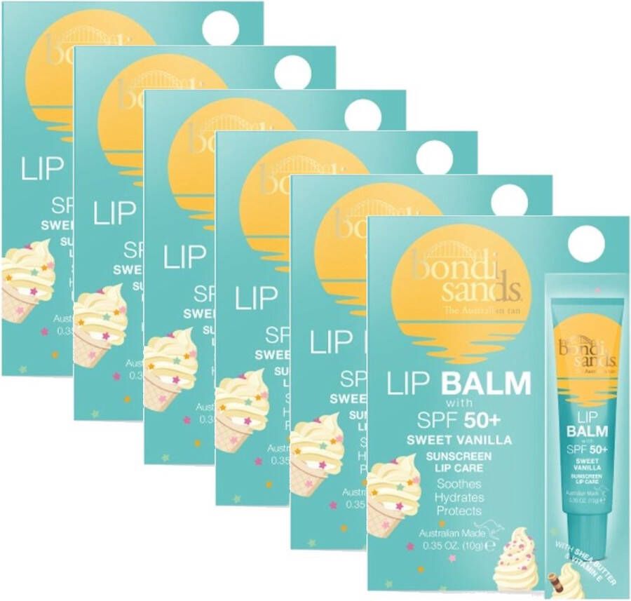 Bondi Sands Sunscreen Lip Balm SPF 50+ Sweet Vanilla 6 Pak Voordeelverpakking