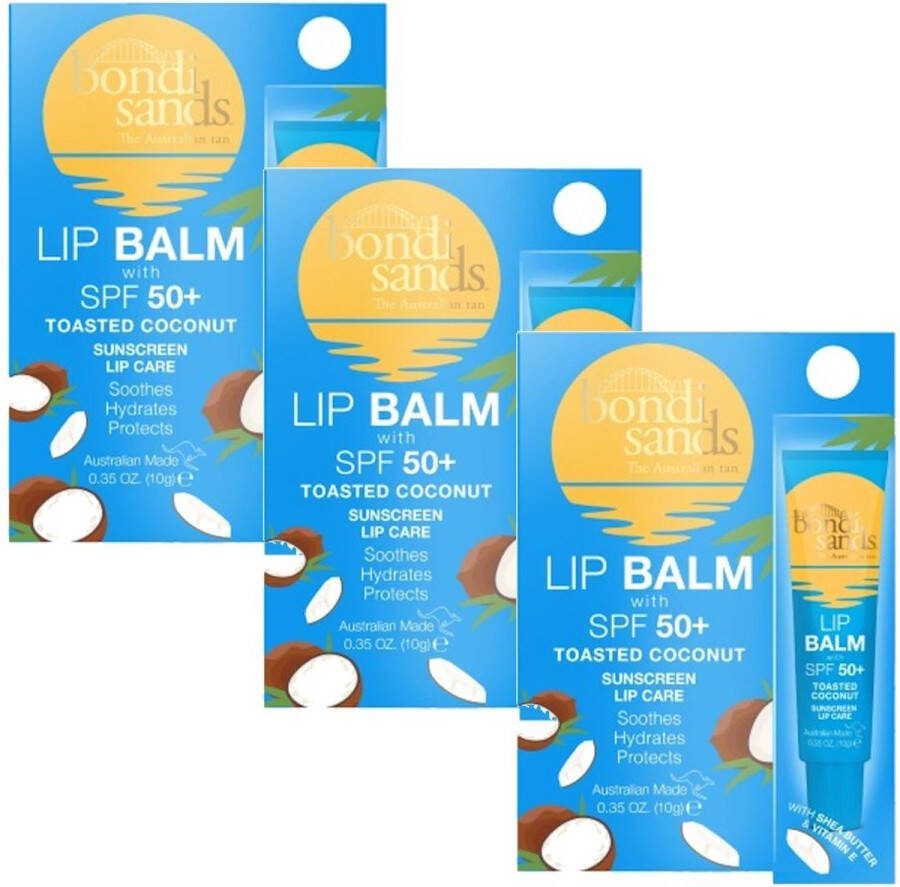 Bondi Sands Sunscreen Lip Balm SPF 50+ Toasted Coconut 3 Pak