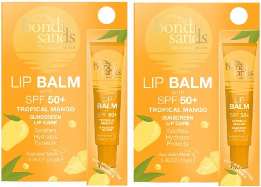 Bondi Sands Sunscreen Lip Balm SPF 50+ Tropical Mango 2 Pak