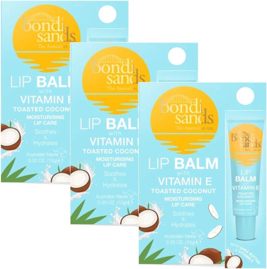 Bondi Sands Sunscreen Lip Balm SPF Vitamine E Toasted Coconut 3 Pak