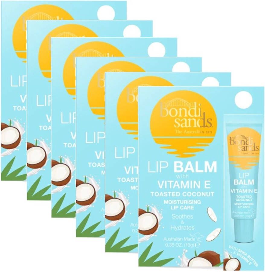 Bondi Sands Sunscreen Lip Balm SPF Vitamine E Toasted Coconut 6 Pak Voordeelverpakking