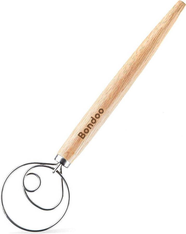 Bondoo Deense Deegklopper Enkele ring Danish whisk Deeg garde Spiraalgarde 33 cm Hout