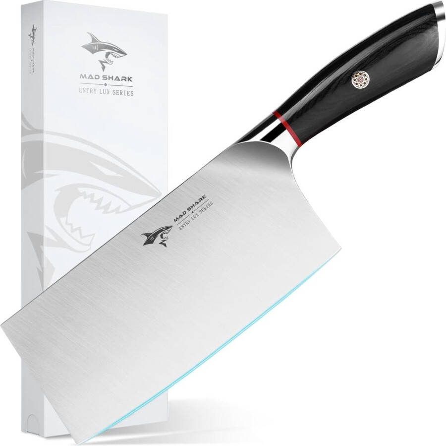 Bondoo Mad Shark Koksmes 7 inch zwaar keukenmes professioneel scherp groentemes Duits militair composietstaal met ergonomisch handvat RVS
