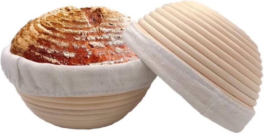 Bondoo rijsmand Ø 20 cm 2X rijsmandje rond 20 cm rijsmandje broodbakken banneton rijsmand brood rijsmand rond rieten rijsmand brood bakken rijsmandje rijsmanden incl. deegkleed