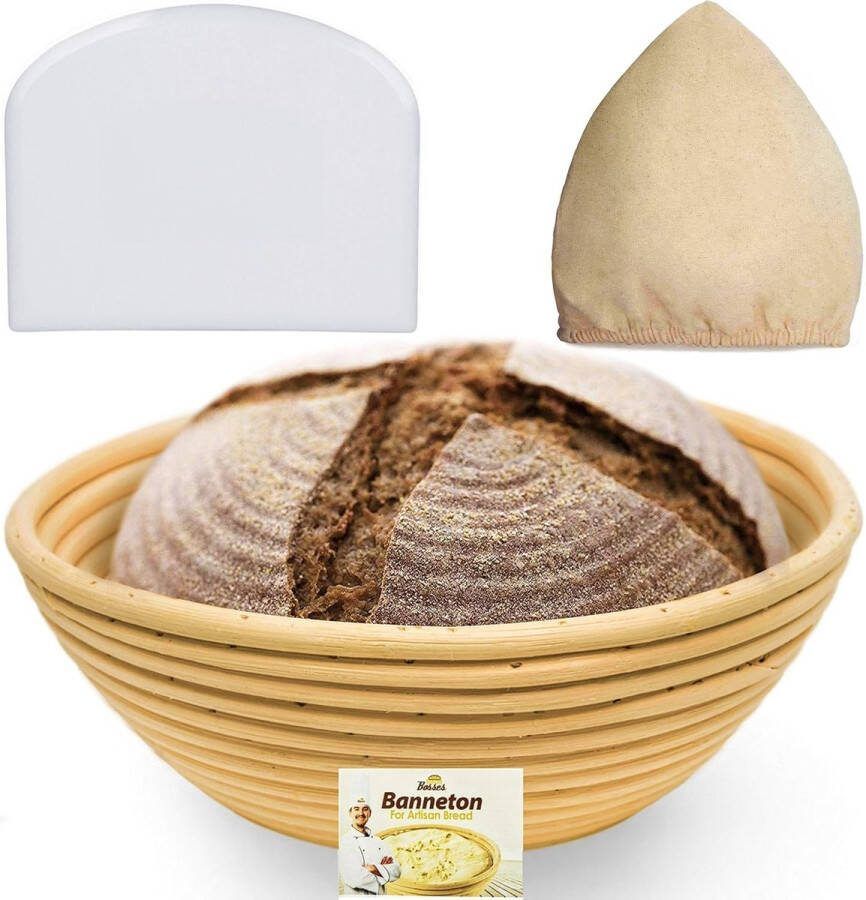 Bondoo rijsmand groot Ø 25 cm rijsmanden brood rijsmand rijsmandje voor brood banneton rijsmand incl. deegkleed