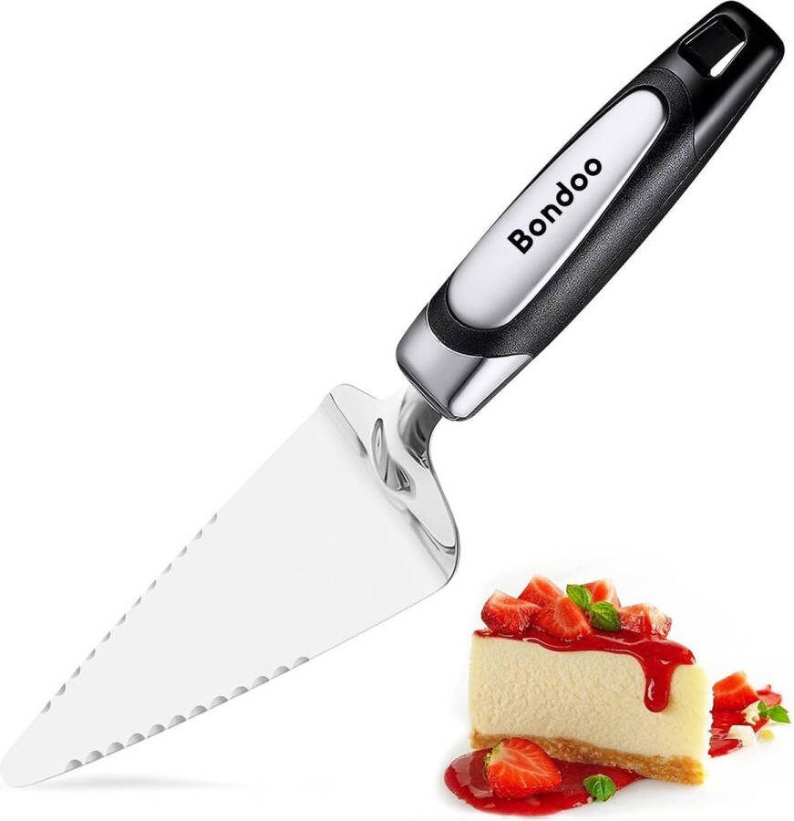 Bondoo Taartschep Ergonomisch handvat taartsnijder taartmes taartscheppen taart schep taartschep zwart taart snijder taartschep en taartsnijder RVS Zwart