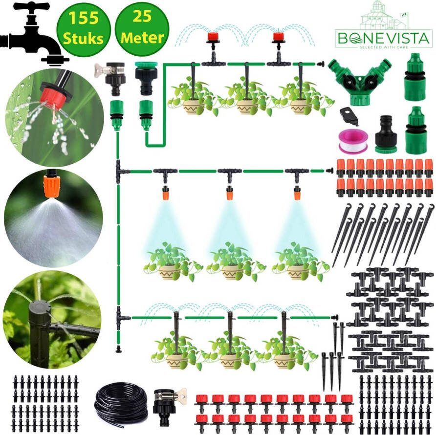 Bone Vista 155 Stuks Water Druppelslang Irrigatiesysteem Tuin – Bewateringssysteem & Druppelsysteem