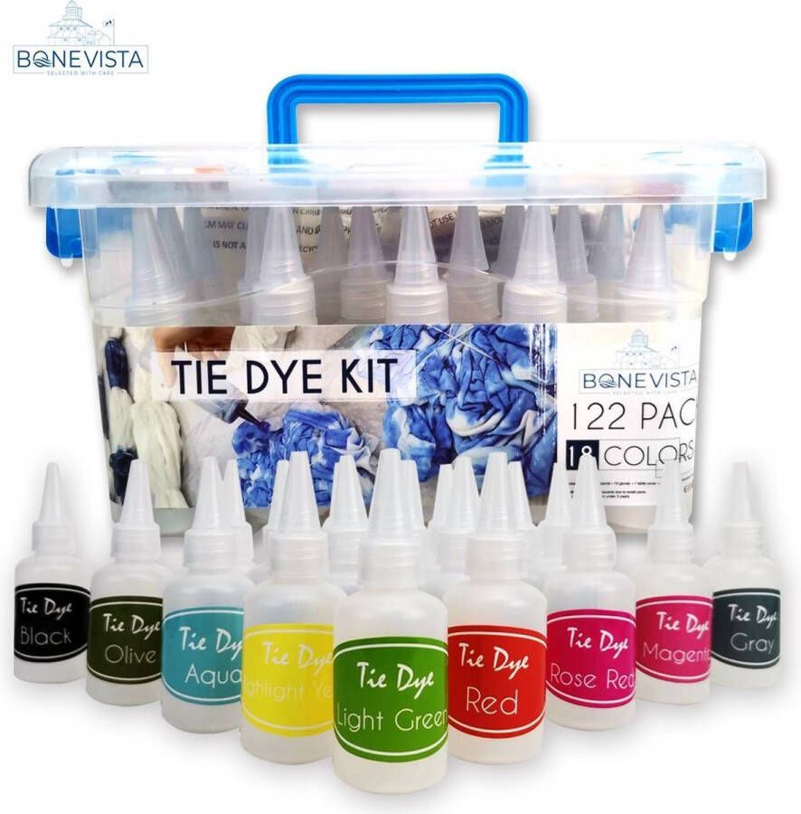 Bone Vista Tie Dye Kit XL 18 Kleuren Tie Dye Ontwerpstudio Tie Dye Verf Set Tie Dye Set Tie Die Tye Dye Batik Verf Pakket Knutselset