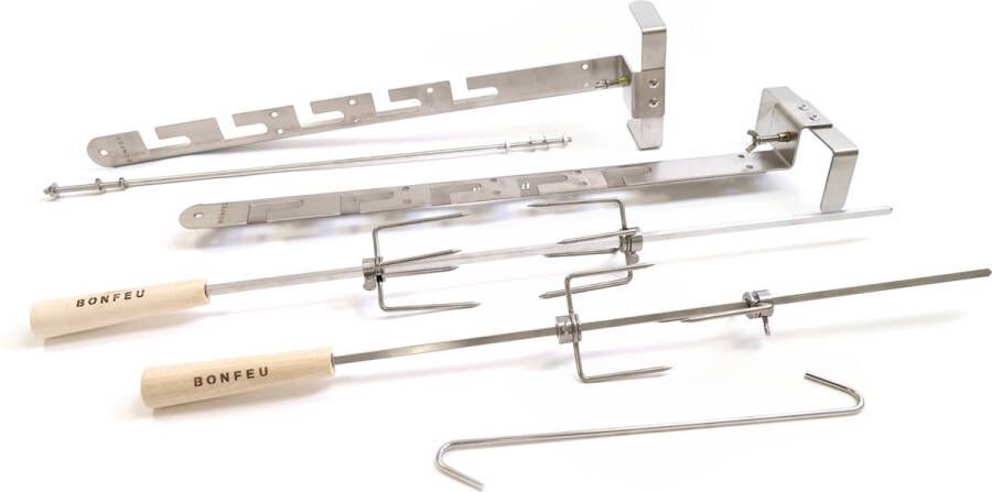 BonFeu Rotisserie Set Draaispit BBQ Accessoires Roestvrij Staal Perfect voor Gevogelte Geschikt voor Plancha ø 60 80 en 100 cm