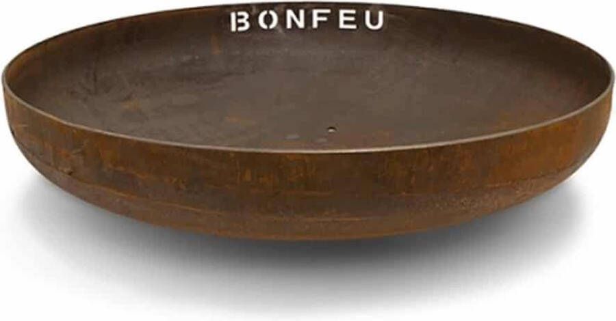 BonFeu Vuurschaal Ø 120 cm CortenStaal- Ook met Grill Plancha verkrijgbaar! Vuurschaal groot L 120 x B 120 x H 22 cm Staal (Roest)bruin- Vuurkorf Vuurschaal BBQ Vuurschaal voor buiten Terraskachel Tuinkachel