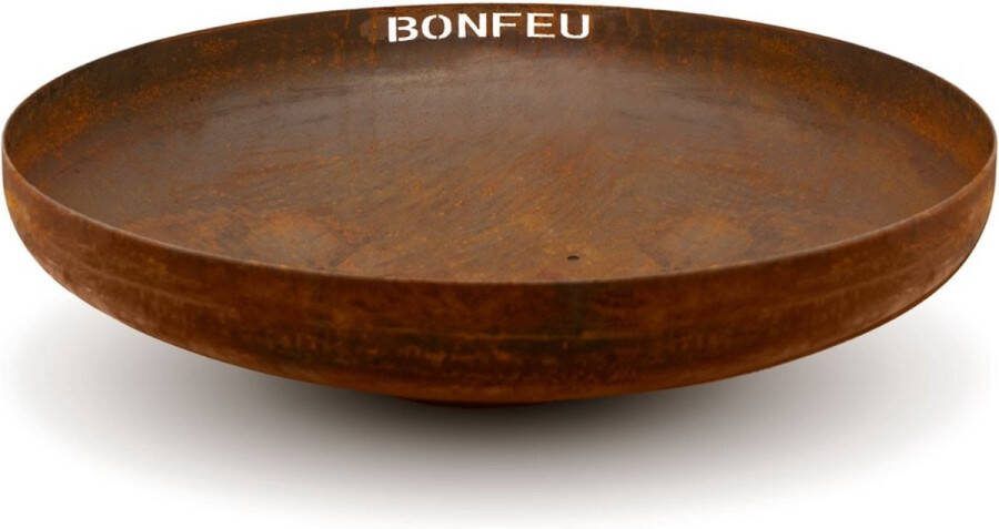 BonFeu Vuurschaal Ø 80 cm CortenStaal- Ook met Grill Plancha verkrijgbaar! Vuurschaal groot L 80 x B 80 x H 20 cm Staal (Roest)bruin- Vuurkorf Vuurschaal BBQ Vuurschaal voor buiten Terraskachel Tuinkachel