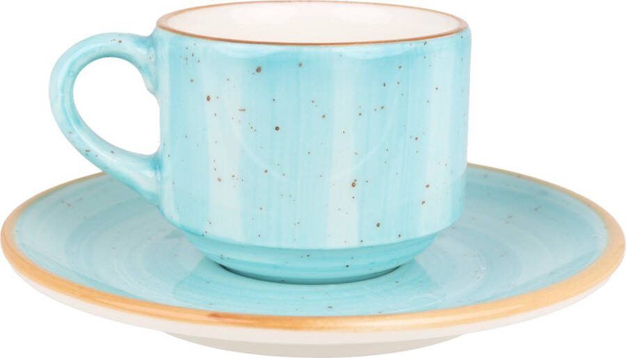 Bonna Aura Aqua Espresso kopjes & schotel 80 cc Porselein set van 6