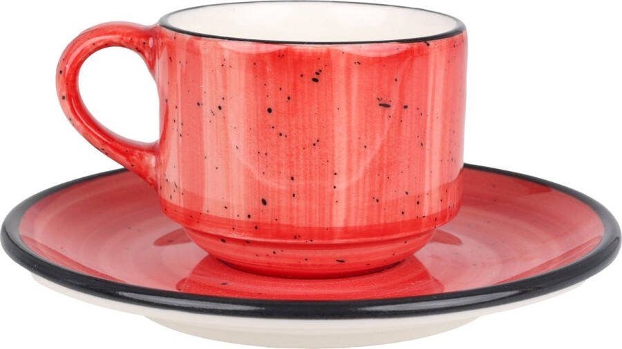 Bonna Aura Passion Koffie kopjes & schotel 80 cc Porselein set van 6