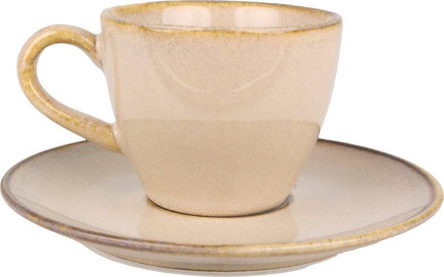 Bonna Sand Hygge Espresso kopjes & schotel 80 cc Porselein set van 6