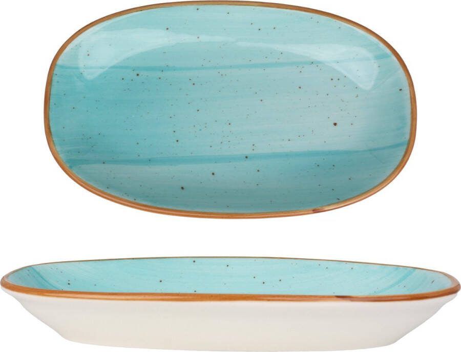 Bonna Serveerschaal Aqua Porselein 24x14 cm set van 2