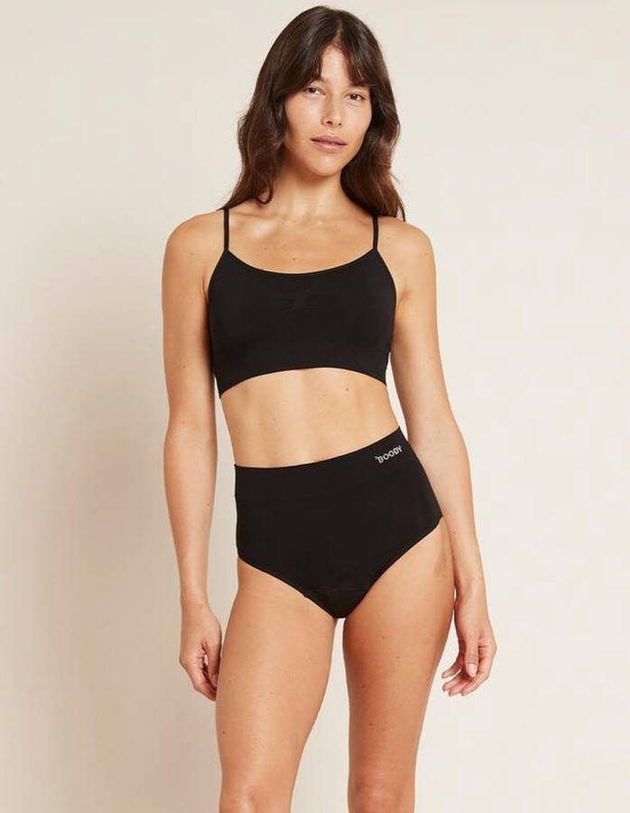 Boody Bamboe Full Brief Tailleslip menstruatieondergoed Zwart Licht Normaal (ca. 10 ml 2 tampons) maat L