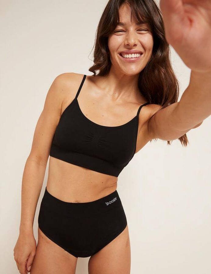 Boody Bamboe Full Brief Tailleslip menstruatieondergoed Zwart Licht Normaal (ca. 10 ml 2 tampons) maat M