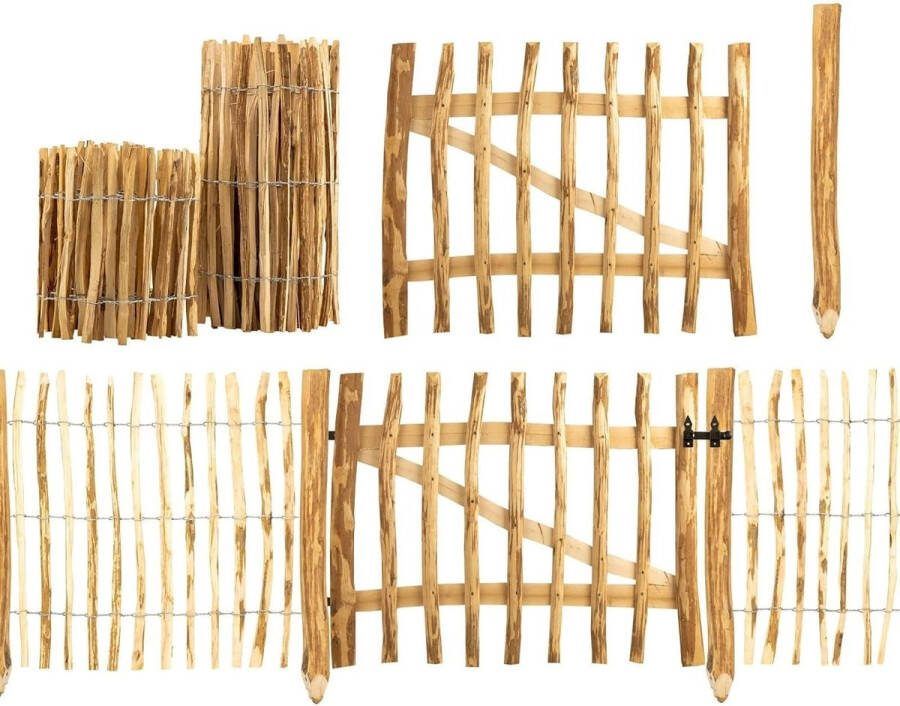 BooGardi piketschutting piketafstand 7-9cm kastanjehouten schutting tuinschutting hout jager schutting hout boeren schutting