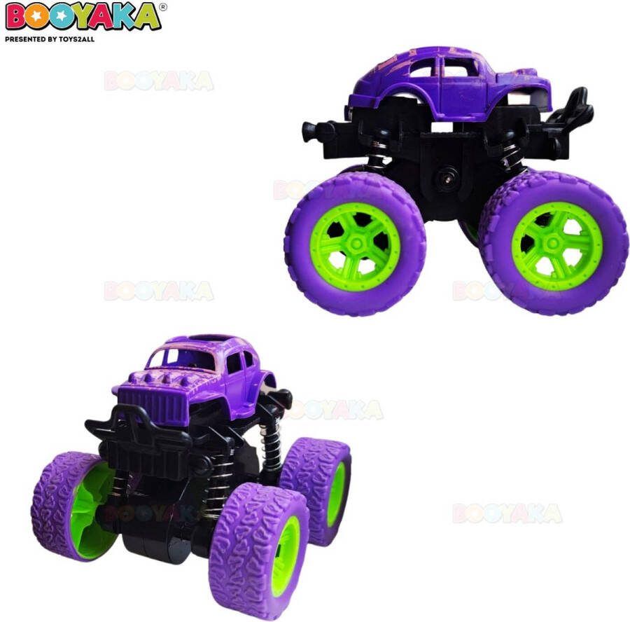 Booyaka Big wheel stuntauto paars – Monstertruck – Monster truck Stunt auto s – Off road – Buiten speelgoed auto Speelgoed Jongens – Stoer – Racen Springende auto – Race auto 360º Flip