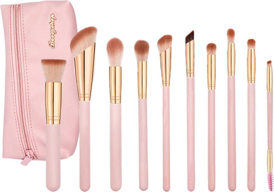 Boozyshop 15 Years Limited Edition Brush Set Make up kwasten set Roze Goud 10-delig Kwastenset Met etui