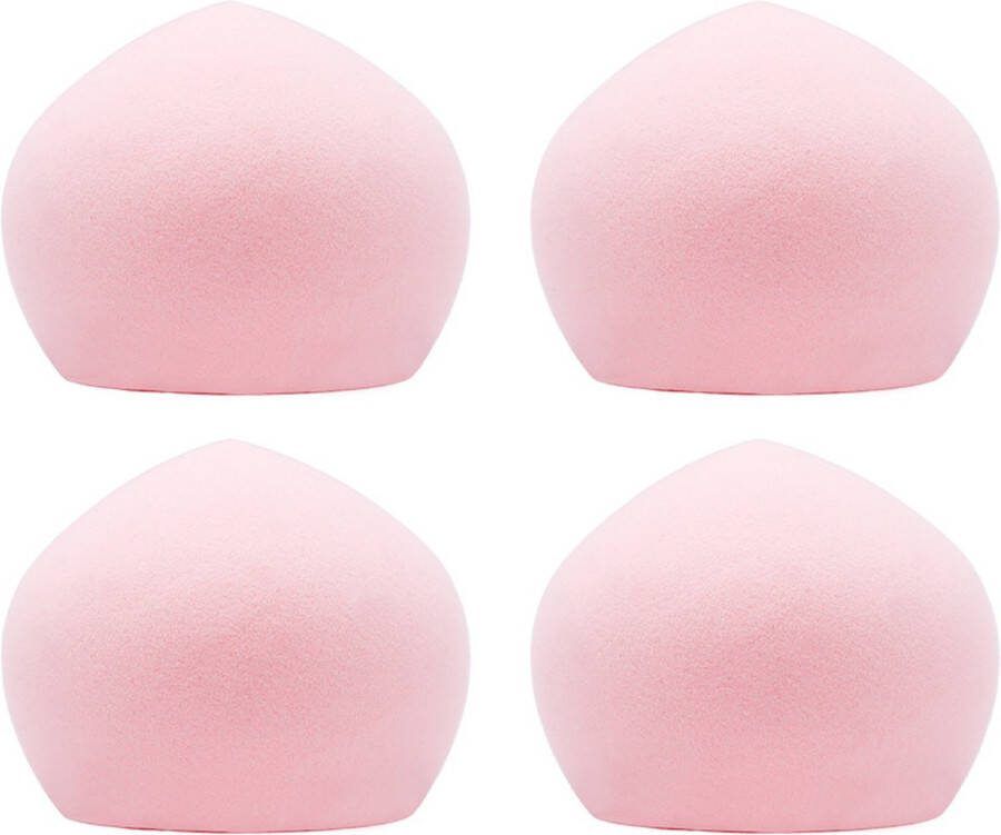 Boozyshop Make up Spons 4-Pack Beauty Blender Marshmallow Sponge Make up applicator Geschikt voor foundation concealer en poeder Airbrush finish Lichtroze