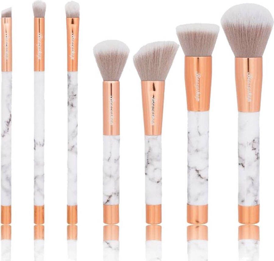 Boozyshop 7 pc. Marble Brush Set Make up kwasten set Marmer goud 7-delig Kwastenset