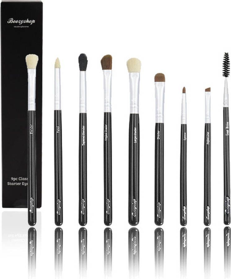 Boozyshop 9 pc Classic Starter Eye Set Make up kwasten set Zwart 9-delig Professionele make-up kwastenset Oogschaduw kwasten set