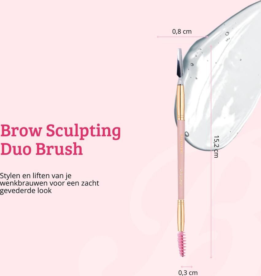 Boozyshop Soft Pink & Gold Brow Sculpting Duo Brush